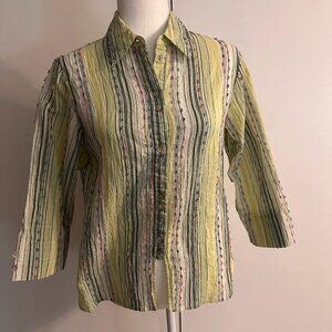 Coldwater Creek Stylish Blouse with 3/4 Sleeves and Peek-A-Boo Bottom